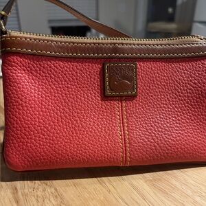 Dooney & Bourke Tan and Brown Leather Wristlet